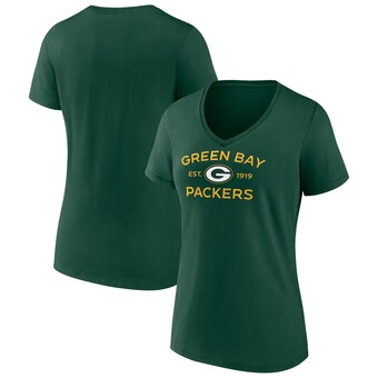 Women's Green Bay Packers Fanatics Green Break It Down V-Neck T-Shirt