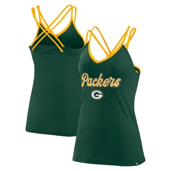 Women's Green Bay Packers Fanatics Green Go For It Strappy Crossback Tank Top