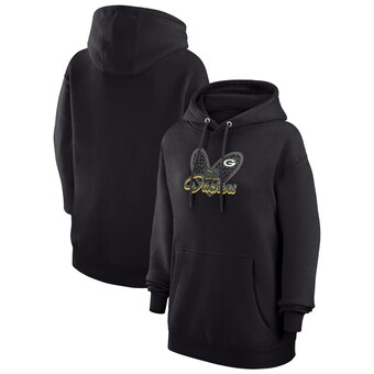 Women's Green Bay Packers G-III 4Her by Carl Banks Black Animal Print Heart Team Graphic Fleece Tri-Blend Pullover Hoodie