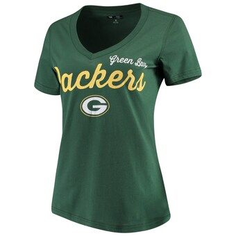 Women's Green Bay Packers G-III 4Her by Carl Banks Green Post Season V-Neck T-Shirt