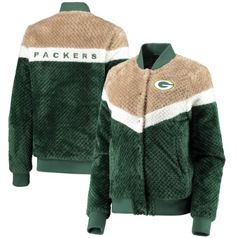 Women's Green Bay Packers G-III 4Her by Carl Banks Green/Cream Riot Squad Sherpa Full-Snap Jacket