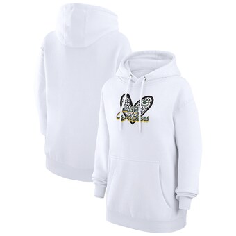 Women's Green Bay Packers G-III 4Her by Carl Banks White Animal Print Heart Team Graphic Fleece Tri-Blend Pullover Hoodie