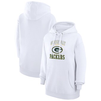 Women's Green Bay Packers G-III 4Her by Carl Banks White Team Logo Graphic Fleece Tri-Blend Pullover Hoodie