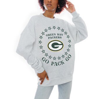 Women's Green Bay Packers Gameday Couture Oatmeal Superstar Premium Fleece Drop Shoulder Pullover Sweatshirt