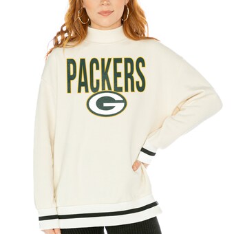 Women's Green Bay Packers  Gameday Couture White End Zone Envy Mock Neck Fleece Pullover Sweatshirt