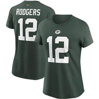 Women's Green Bay Packers Aaron Rodgers Nike Green Name & Number T-Shirt