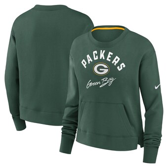 Women's Green Bay Packers Nike Green High Hip Fleece Pullover Sweatshirt