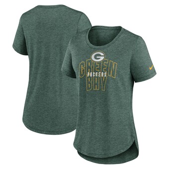 Women's Green Bay Packers Nike Heather Green Fashion Tri-Blend T-Shirt