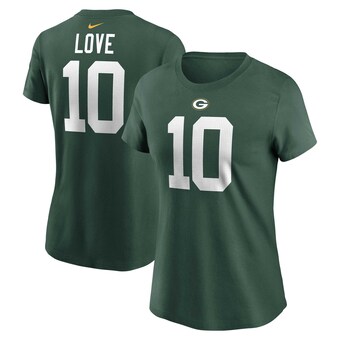 Women's Green Bay Packers Jordan Love Nike Green Player Name & Number T-Shirt