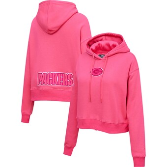 Women's Green Bay Packers Pro Standard Pink Triple Pink Cropped Fleece Pullover Hoodie