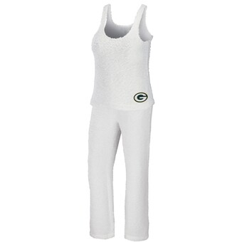 Women's Green Bay Packers WEAR by Erin Andrews Cream Cozy Scoop Neck Tank Top & Pants Sleep Set