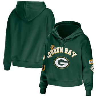 Women's Green Bay Packers WEAR by Erin Andrews Green Modest Cropped Pullover Hoodie