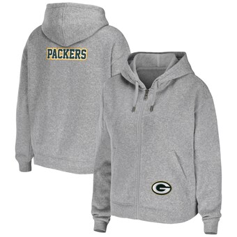 Women's Green Bay Packers WEAR by Erin Andrews Heathered Gray Team Full-Zip Hoodie