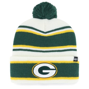 Youth Green Bay Packers '47 White Stripling Cuffed Knit Hat with Pom