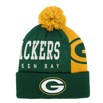 Youth Green Bay Packers Green Tailgate Cuffed Knit Hat with Pom