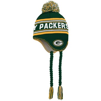 Youth Green Bay Packers Green/Gold Jacquard Tassel Knit Hat with Pom