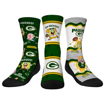 Youth Green Bay Packers Rock Em Socks NFL x Nickelodeon Spongebob Squarepants 3-Pack Crew Socks Set