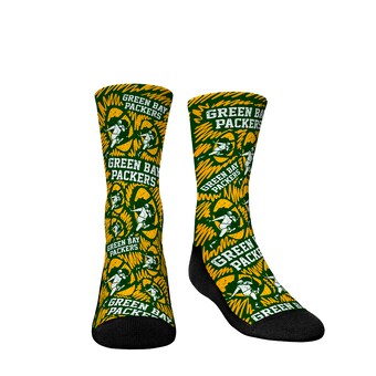 Youth Green Bay Packers Rock Em Socks Throwback Logo Sketch Crew Socks