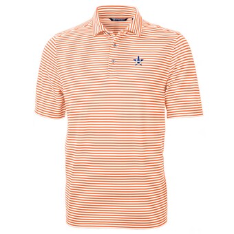 Men's Houston Astros Cutter & Buck Orange Virtue Eco Pique Stripe Recycled Polo