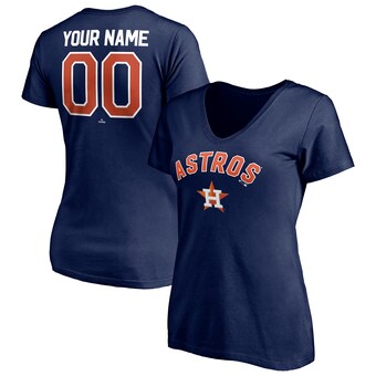 Women's Houston Astros Navy Personalized Winning Streak Name & Number V-Neck T-Shirt