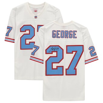 Autographed Houston Oilers Eddie George Fanatics Authentic White Mitchell & Ness Replica Jersey