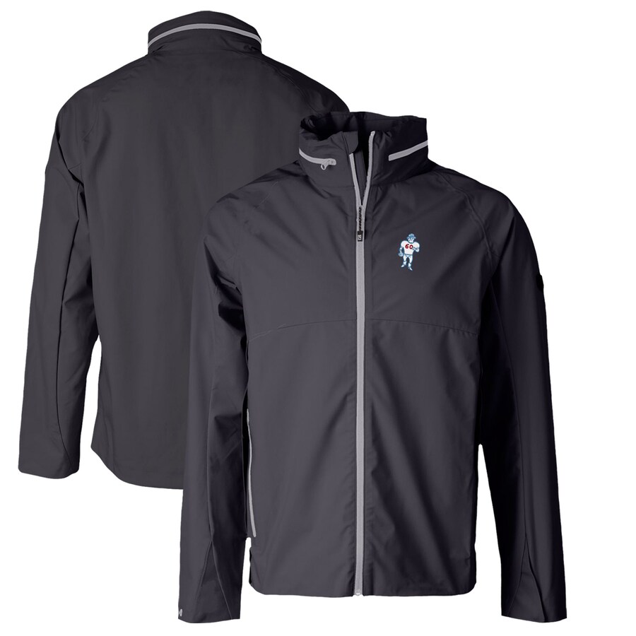 Men's Houston Oilers Cutter & Buck Graphite Throwback Logo Vapor Water Repellent Stretch Full-Zip Rain Jacket