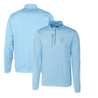 Men's Houston Oilers Cutter & Buck Light Blue Stealth Heathered Throwback Logo Quarter-Zip Pullover Top