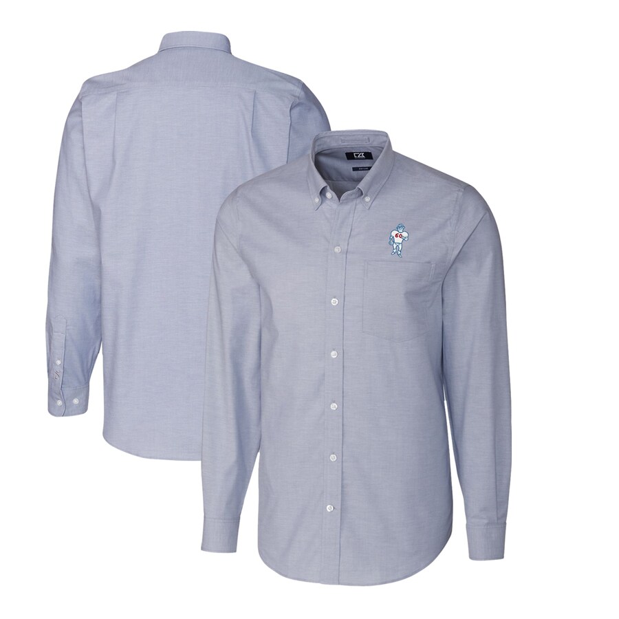 Men's Houston Texans Cutter & Buck Light Blue Throwback Logo Long Sleeve Stretch Oxford Button-Down Shirt