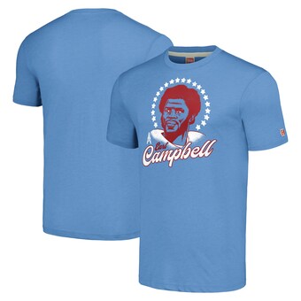 Men's Houston Oilers Earl Campbell Homage Heathered Light Blue Caricature Retired Player Tri-Blend T-Shirt