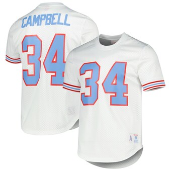 Men's Houston Oilers Earl Campbell Mitchell & Ness White Name & Number Retired Player Mesh Top