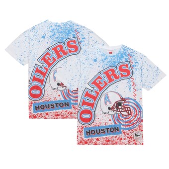 Men's Houston Oilers Mitchell & Ness White Team Burst Sublimated T-Shirt