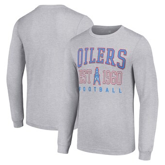 Men's Houston Oilers Starter Heather Gray Throwback Logo Long Sleeve T-Shirt