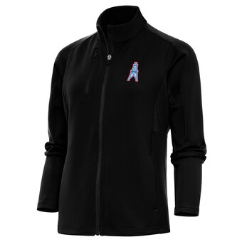 Women's Houston Oilers Antigua Black Throwback Logo Generation Full-Zip Jacket