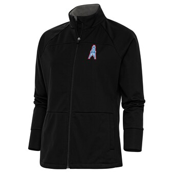 Women's Tennessee Titans Antigua Black Throwback Logo Links Full-Zip Golf Jacket