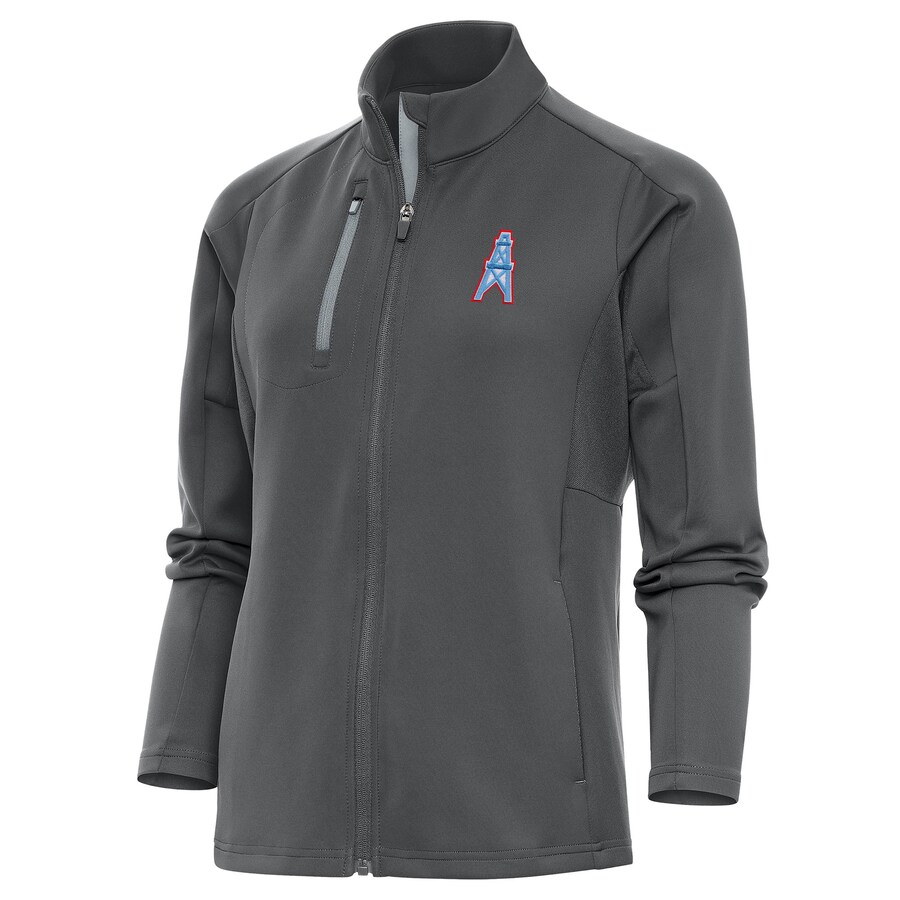 Women's Houston Oilers Antigua Charcoal Throwback Logo Generation Full-Zip Jacket