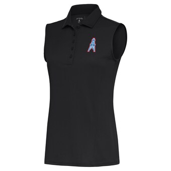 Women's Houston Oilers Antigua Charcoal Throwback Logo Sleeveless Tribute Polo