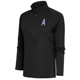 Women's Houston Oilers Antigua Charcoal Throwback Logo Tribute Half-Zip Pullover Top