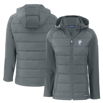 Women's Houston Oilers  Cutter & Buck Gray Throwback Evoke Hybrid Eco Softshell Recycled Full-Zip Hoodie Jacket