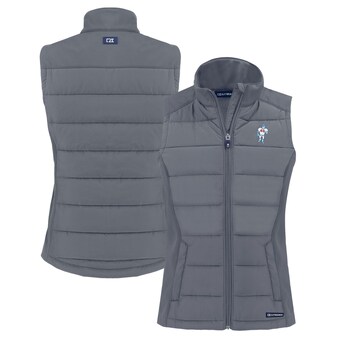 Women's Houston Oilers Cutter & Buck Gray Throwback Evoke Hybrid Eco Softshell Recycled Full-Zip Vest