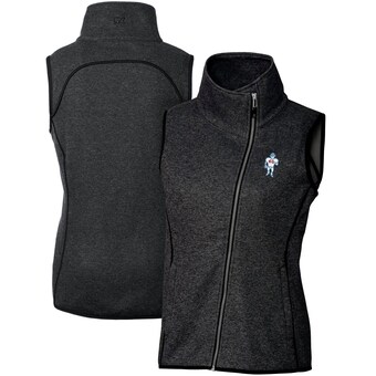 Women's Houston Oilers Cutter & Buck Heather Charcoal Throwback Logo Mainsail Full-Zip Vest
