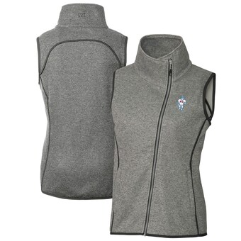 Women's Houston Oilers Cutter & Buck Heather Gray Throwback Logo Mainsail Full-Zip Vest