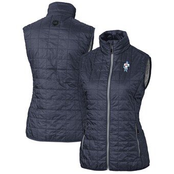 Women's Houston Oilers Cutter & Buck Heather Navy Throwback Logo Rainier PrimaLoft Eco Full-Zip Puffer Vest