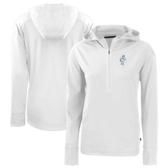 Women's Houston Oilers  Cutter & Buck White Throwback Daybreak Eco Recycled Half-Zip Hoodie