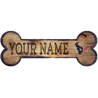 Houston Texans 12" x 6" Personalized Dog Bone Sign