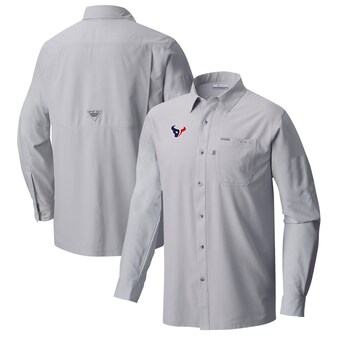 Men's Columbia  Gray Houston Texans Slack Tide Omni-Wick Long Sleeve Button-Up Shirt