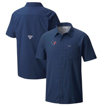 Men's Columbia  Navy Houston Texans Slack Tide Omni-Wick Button-Up Camp Shirt