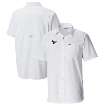 Men's Columbia  White Houston Texans Slack Tide Omni-Wick Button-Up Camp Shirt