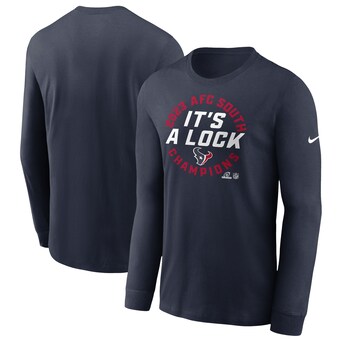 Men's Nike  Navy Houston Texans 2023 AFC South Division Champions Locker Room Trophy Collection Long Sleeve T-Shirt