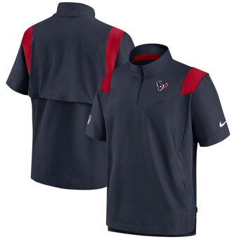 Men's Houston Texans Nike Navy Sideline Coaches Short Sleeve Quarter-Zip Jacket