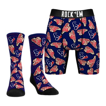 Men's Rock Em Socks  Houston Texans Steak Underwear and Crew Socks Combo Pack